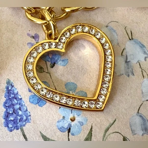 JUICY COUTURE ゴールド ハート キーホルダー Juicy Couture Vintage Gold Scottie Logo Heart Rhinestones